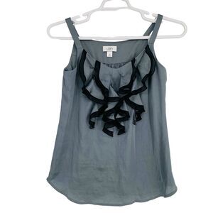 Ann Taylor LOFT Womens Top‎ Blouse Sleeveless Ruffle Flowy Gray Size XS